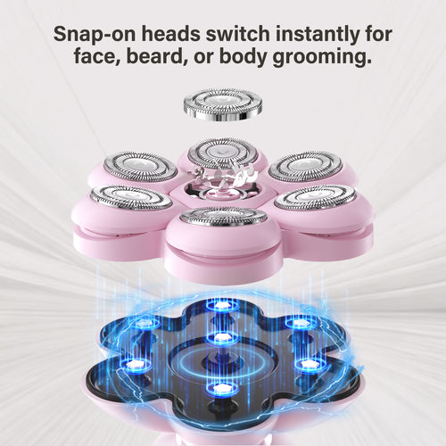 3-in-1 Electric Razor for Women, Painless Bikini Trimmer & Body Shaver, Gentle & Smooth Pink Shaver, Ideal Holiday Gift for Her