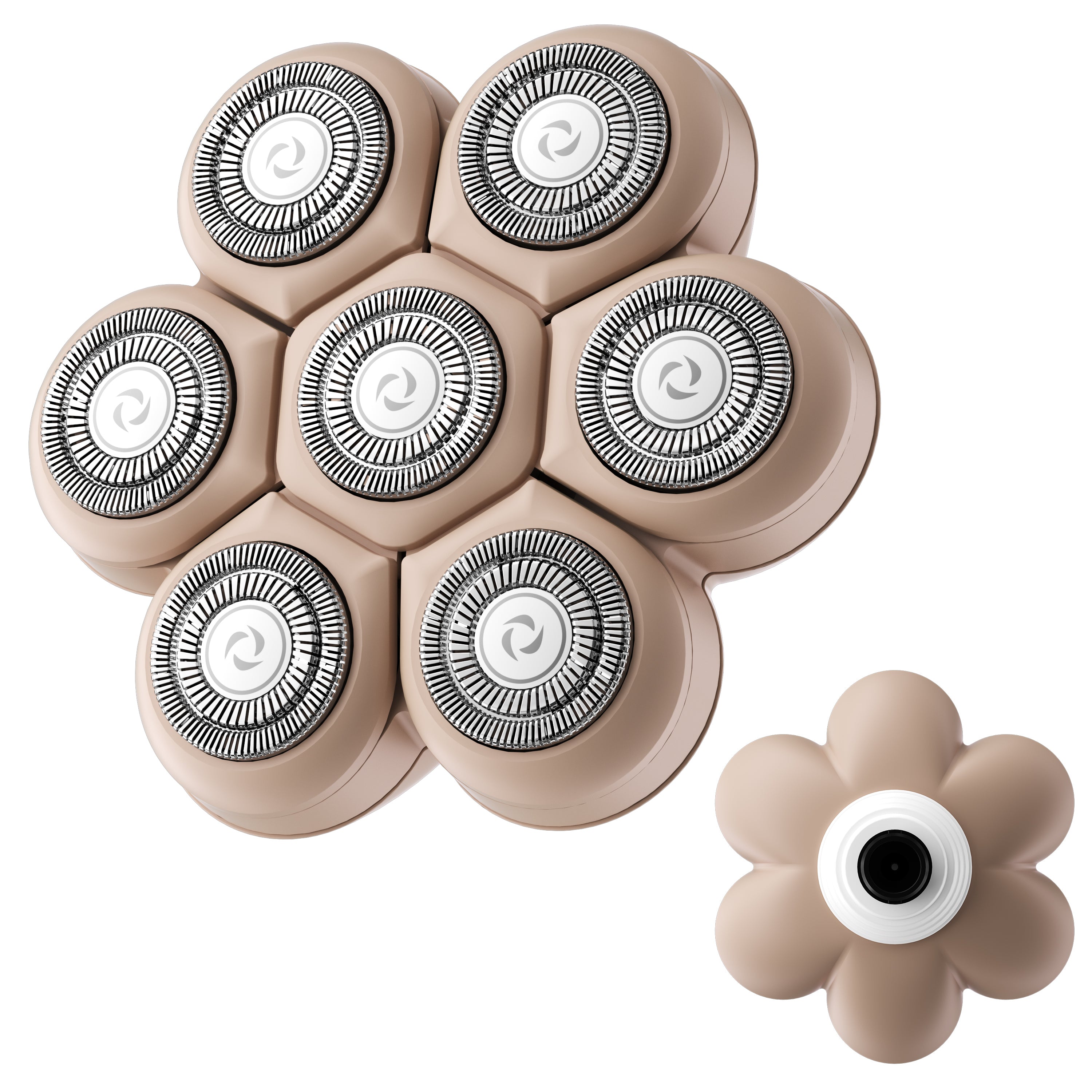 7D Floating Replacement Shaving Heads, Magnetic Detachable Blade, Mocha