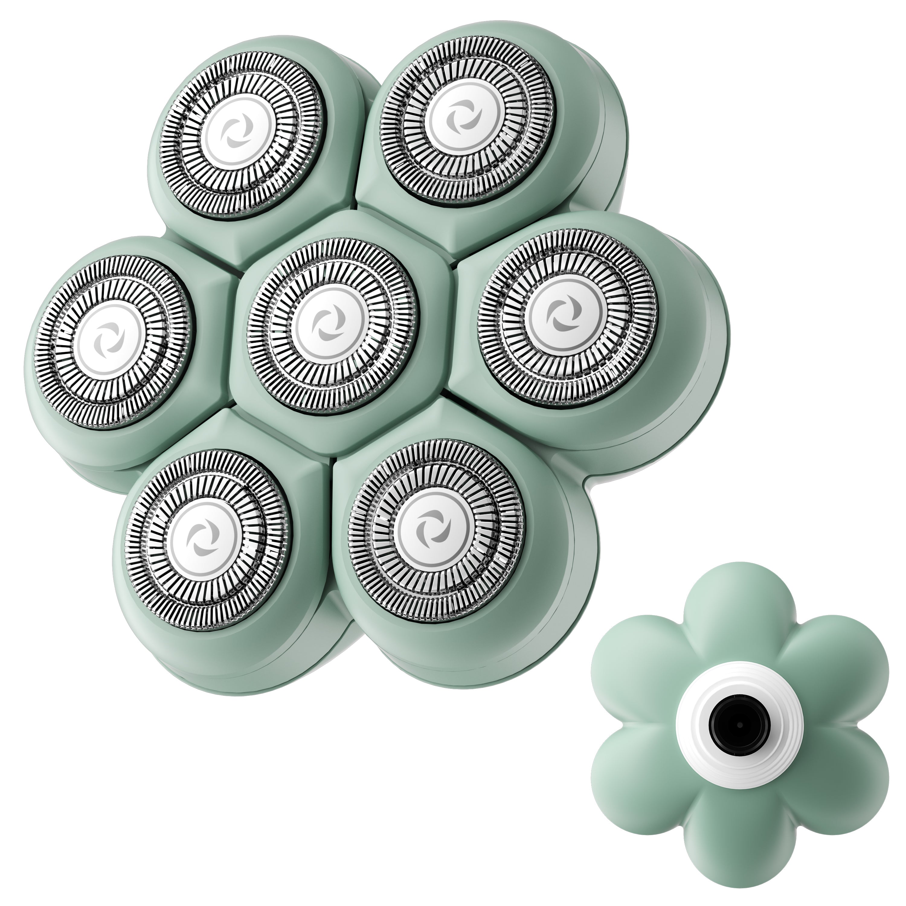 7D Floating Replacement Shaving Heads,Magnetic Detachable Blade, Mint Green