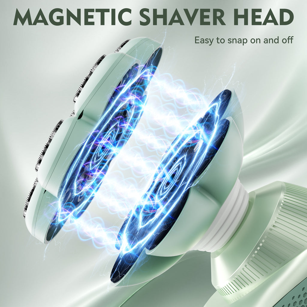 7D Floating Replacement Shaving Heads,Magnetic Detachable Blade, Mint Green