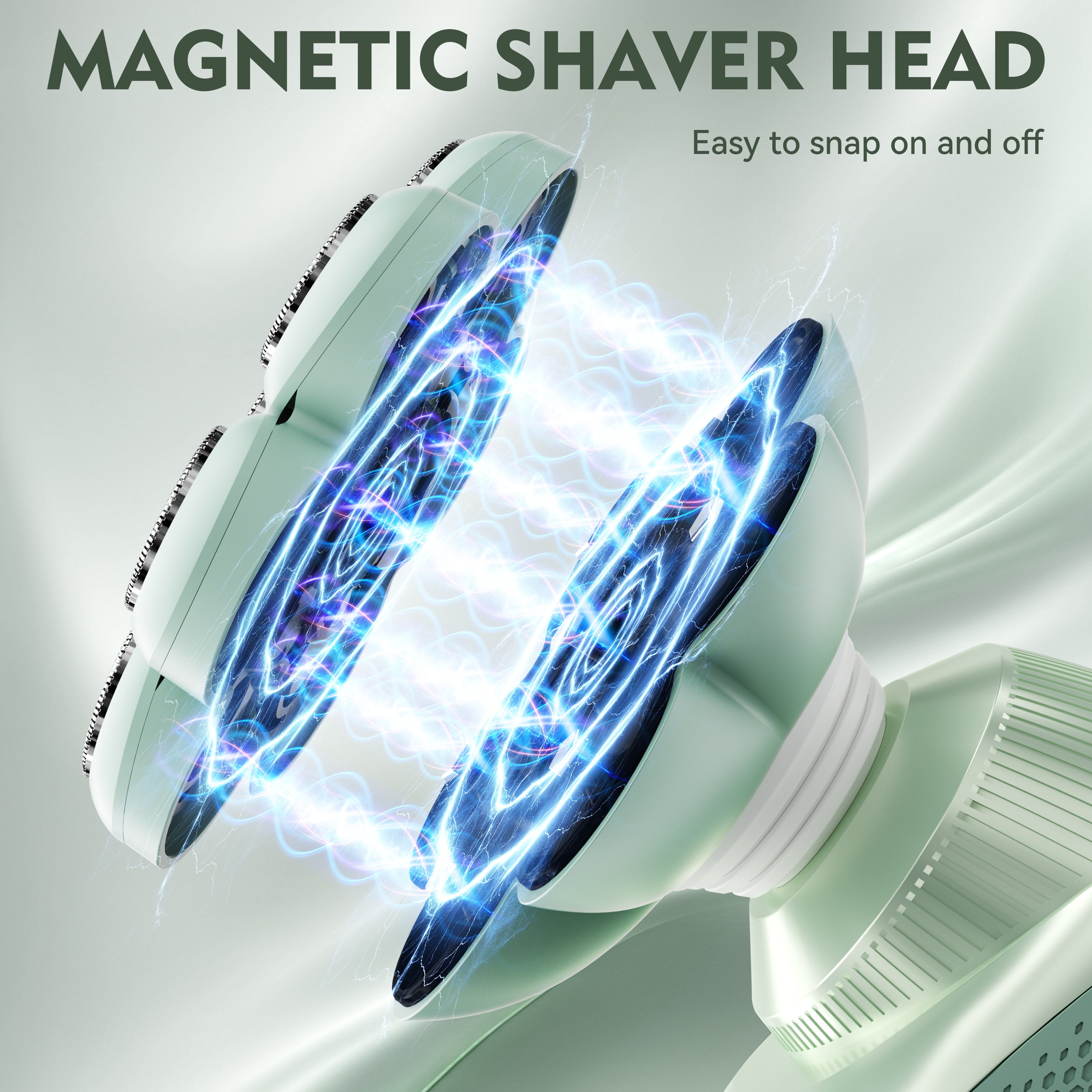 7D Floating Replacement Shaving Heads,Magnetic Detachable Blade, Mint Green