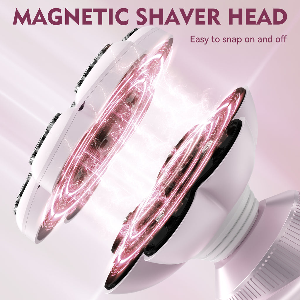 7D Floating Replacement Shaving Heads, Magnetic Detachable Blade, Pink