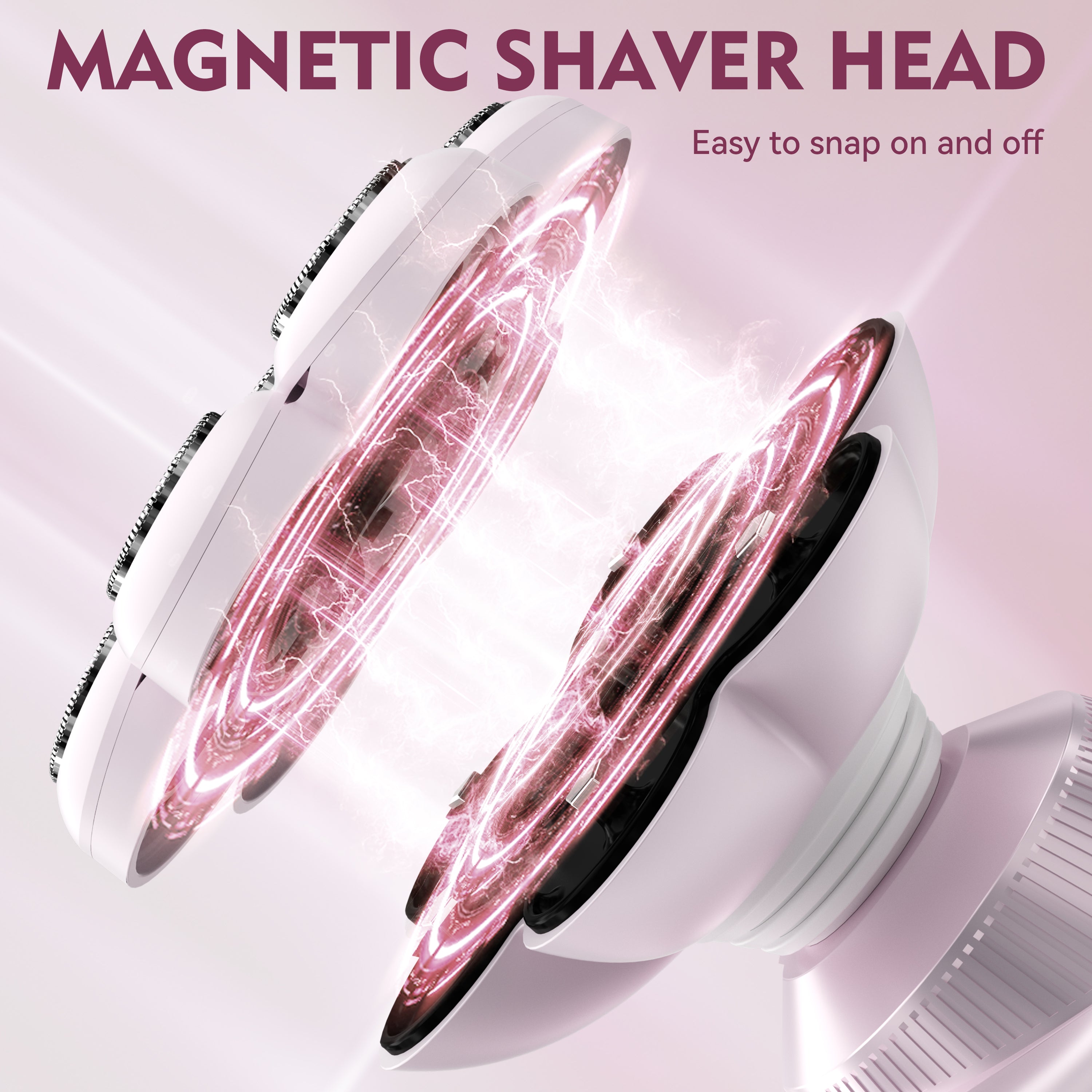 7D Floating Replacement Shaving Heads, Magnetic Detachable Blade, Pink