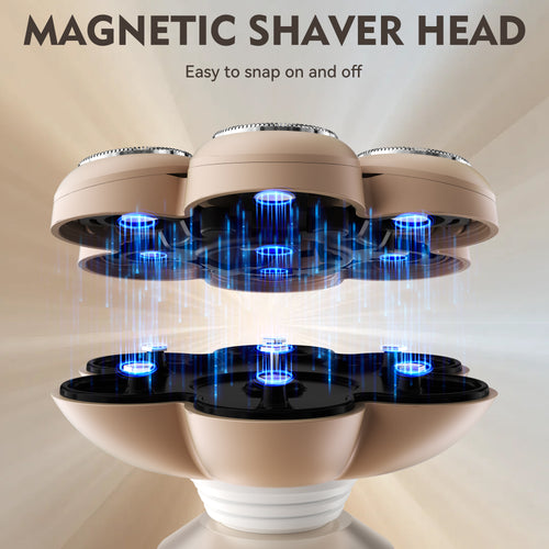 7D Floating Replacement Shaving Heads, Magnetic Detachable Blade, Mocha