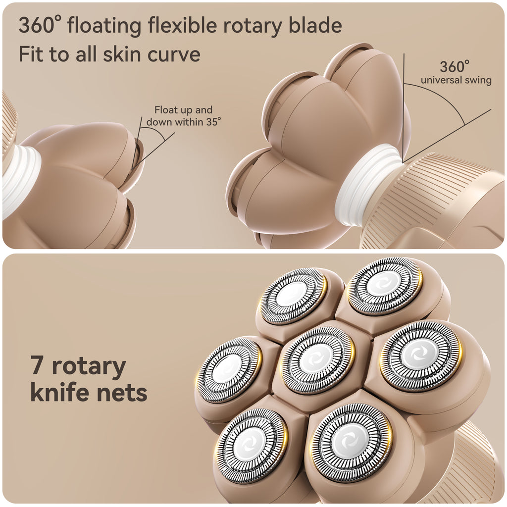 7D Floating Replacement Shaving Heads, Magnetic Detachable Blade, Mocha