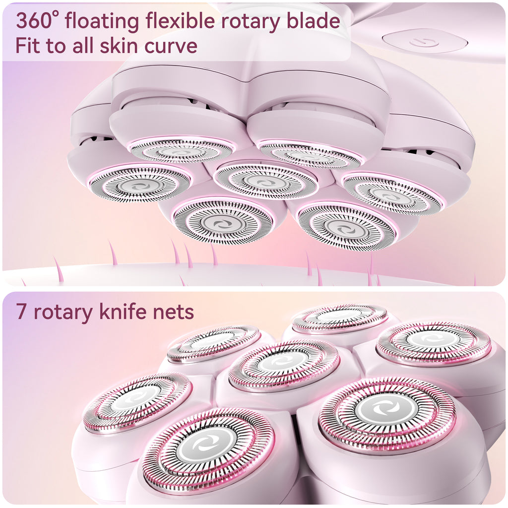 7D Floating Replacement Shaving Heads, Magnetic Detachable Blade, Pink