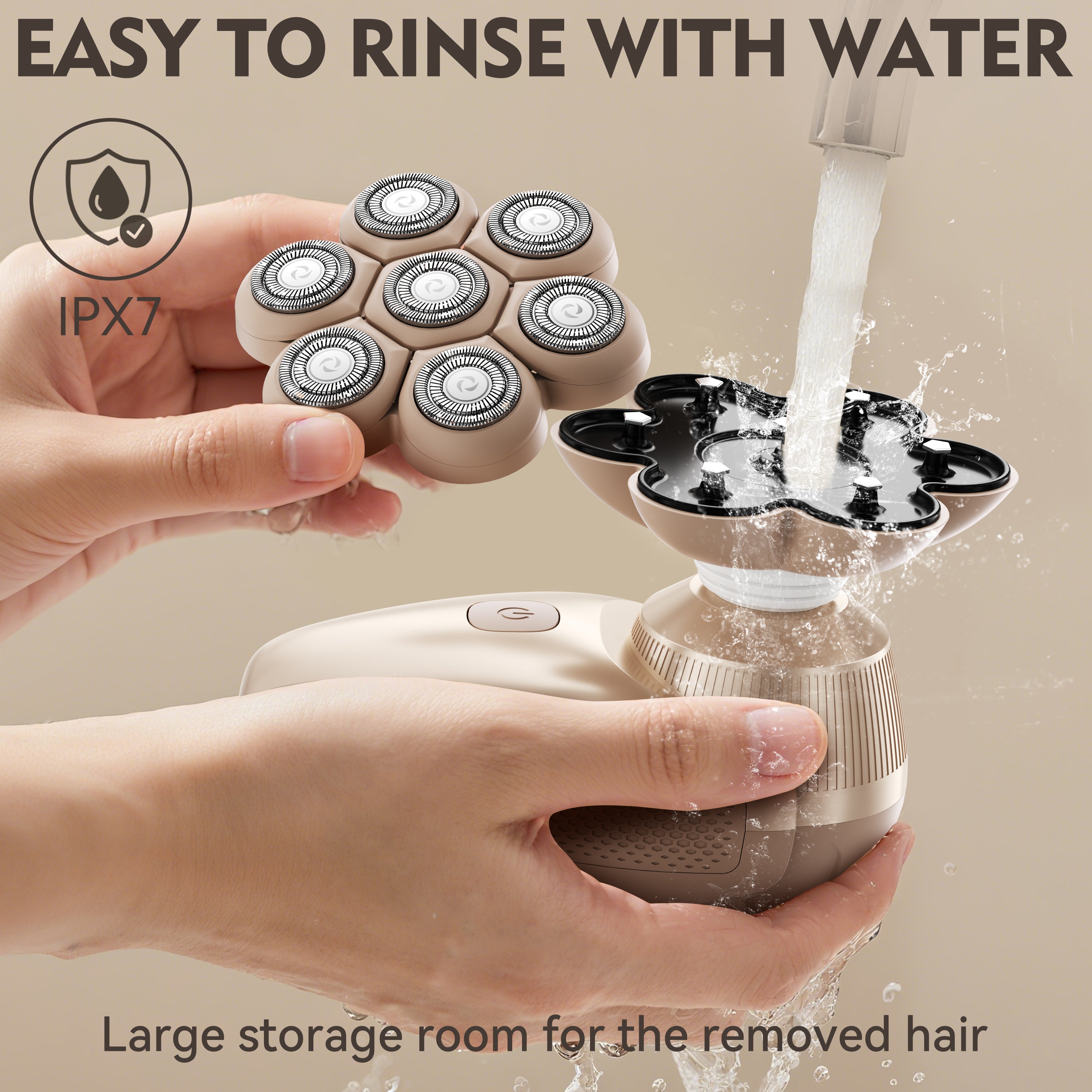 7D Floating Replacement Shaving Heads, Magnetic Detachable Blade, Mocha