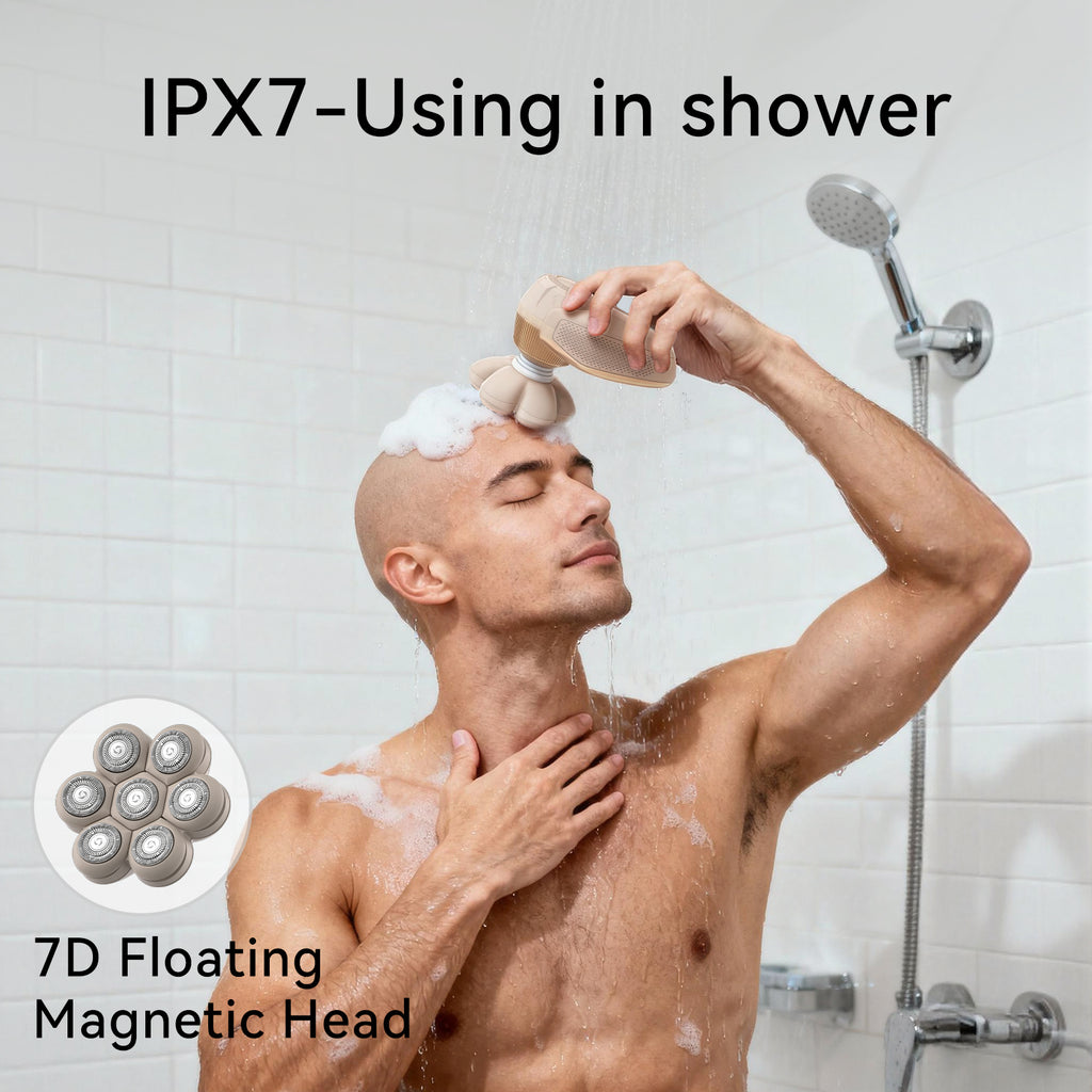 3-in-1 Electric Razor for Women’s Legs & Bald Head, Grooming Kit with 7D Magnetic Blade,  Ideal Holiday Gift, Mocha