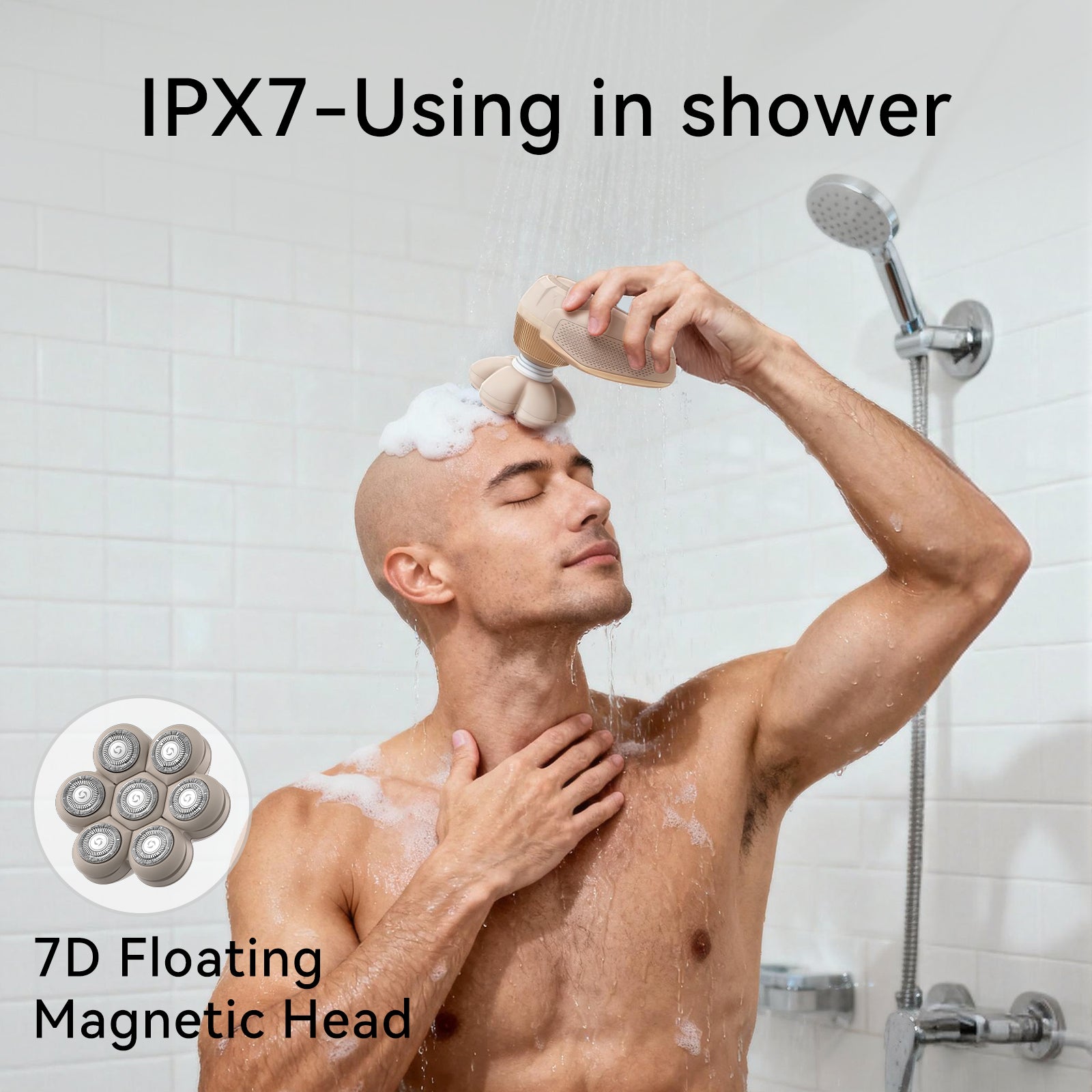 3-in-1 Electric Razor for Women’s Legs & Bald Head, Grooming Kit with 7D Magnetic Blade,  Ideal Holiday Gift, Mocha
